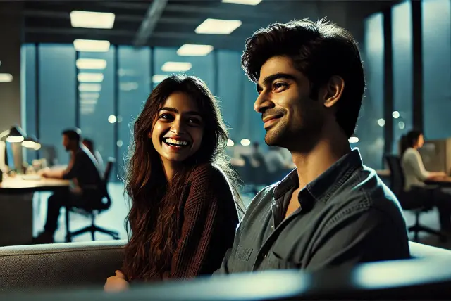 Karan and Pratiksha at the Office